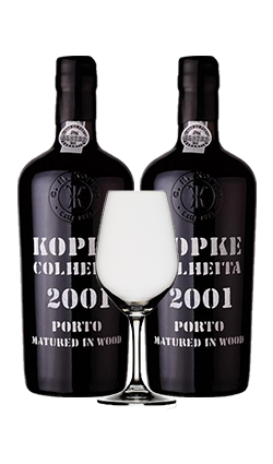 Kopke Colheita 2001 Port 750ml x2 + Glass