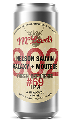 McLeods 802 #69 Nelson Sauvin Galaxy Moutere Unfiltered IPA 440ml