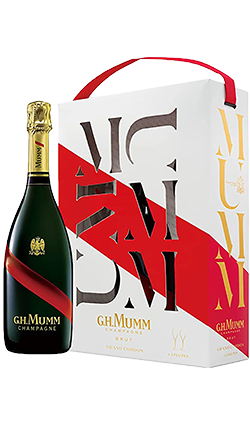 G.H. Mumm Brut Grand Cordon 750ml with 2 flutes