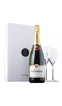 Taittinger Brut Reserve 750ml + 2 Flutes Giftpack