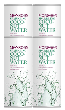 Monsoon Organic Sparkling Coconut Water 250ml 4pk
