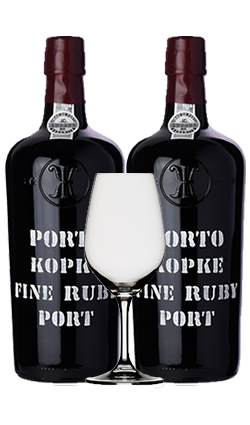 Kopke Ruby Port 750ml x2 + 1x Glass
