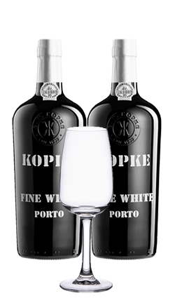 Kopke White Port 750ml x2 + 1x Glass