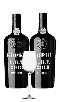 Kopke LBV 2018 Port 750ml x 2 plus 1x Glass