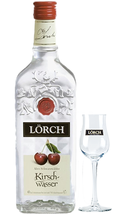 Lorch Black Forest Kirsch Brandy 700ml + Glass
