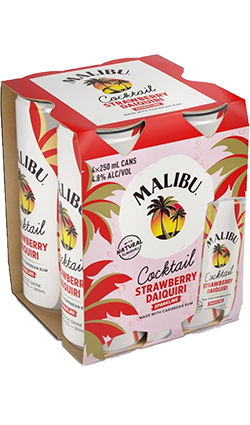 DAMAGED Malibu Strawberry Daiquiri 250ml 4pk BB 03/26