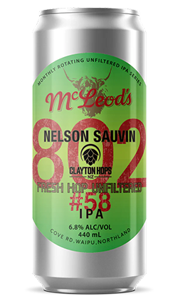 McLeods 802 #58 Fresh Hop Unfiltered IPA 440ml Can