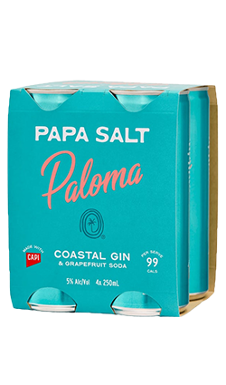 DAMAGED Papa Salt Paloma Coastal Gin & Grapefruit 5% 250ml 4pk Cans  (BB 8/10/26)