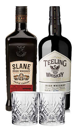 Slane Irish Whiskey 700ml & Teeling Small Batch 700ml + Glass Pack