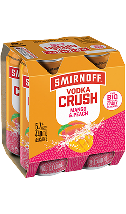 Smirnoff Crush Mango Peach 440ml 4pk CANS