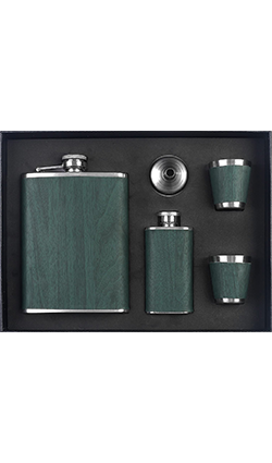 Stainless Steel Deep Green Flask 5pcs Set Giftbox