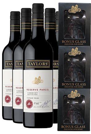 Taylors Reserve Parcel Cab Sauv 2021 6pk + 3x Glasses