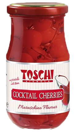 Toschi Maraschino Cocktail Cherries with stem "Red" 410g
