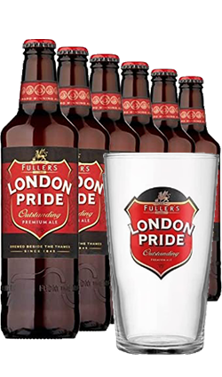 6 x Fullers London Pride 500ml & BEER GLASS