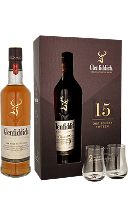 Glenfiddich 15YO Solera Fifteen 700ml + 2 Glasses