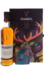 Glenfiddich 15YO Solera Fifteen 700ml + Hip Flask Gift Pack