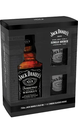 Jack Daniels 700ml Giftpack + 2 Rock Glasses
