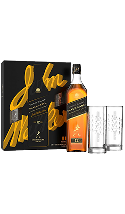 Johnnie Walker Black Label Gift Pack with 2 Glasses 700ml
