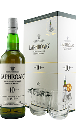 Laphroaig 10YO 700ml + Glasses