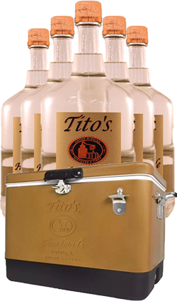 Tito's Vodka 6 Bottles 1750ml & Chilly Bin