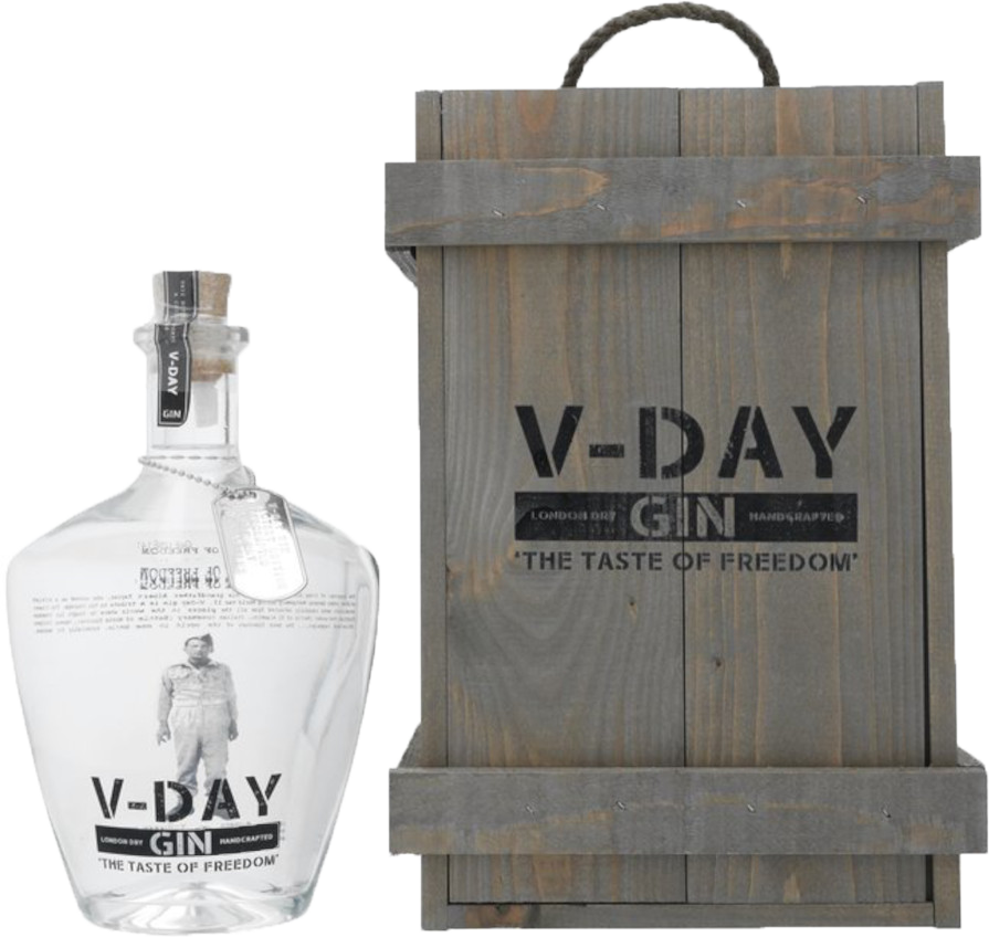V-Day Gin 700ml in Wooden Box